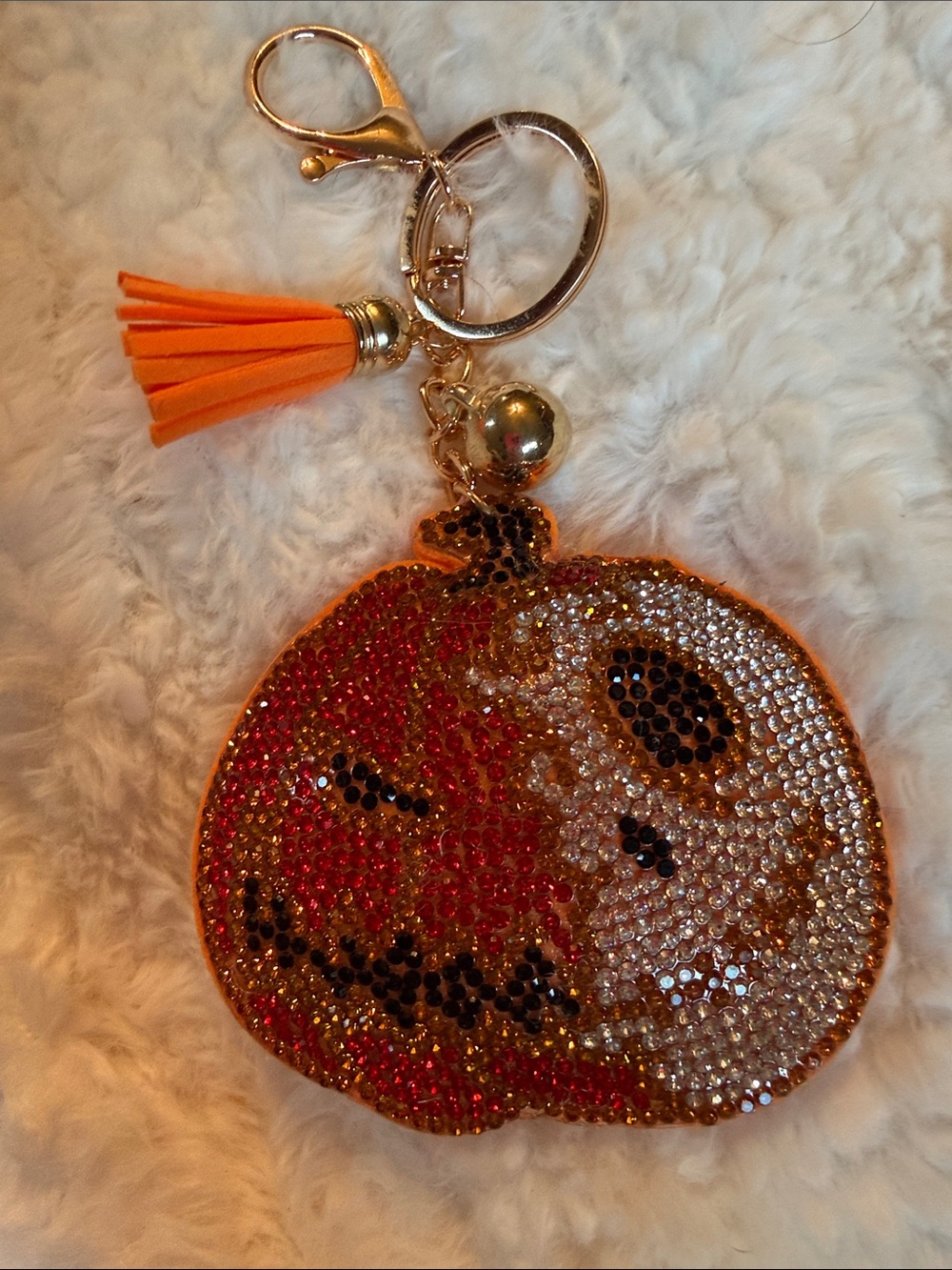 Rhinestone Pumpkin Jack Skellington Keychain Bag Charm Nightmare